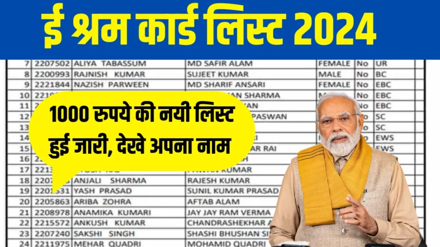 E Shram Card Payment List 2024