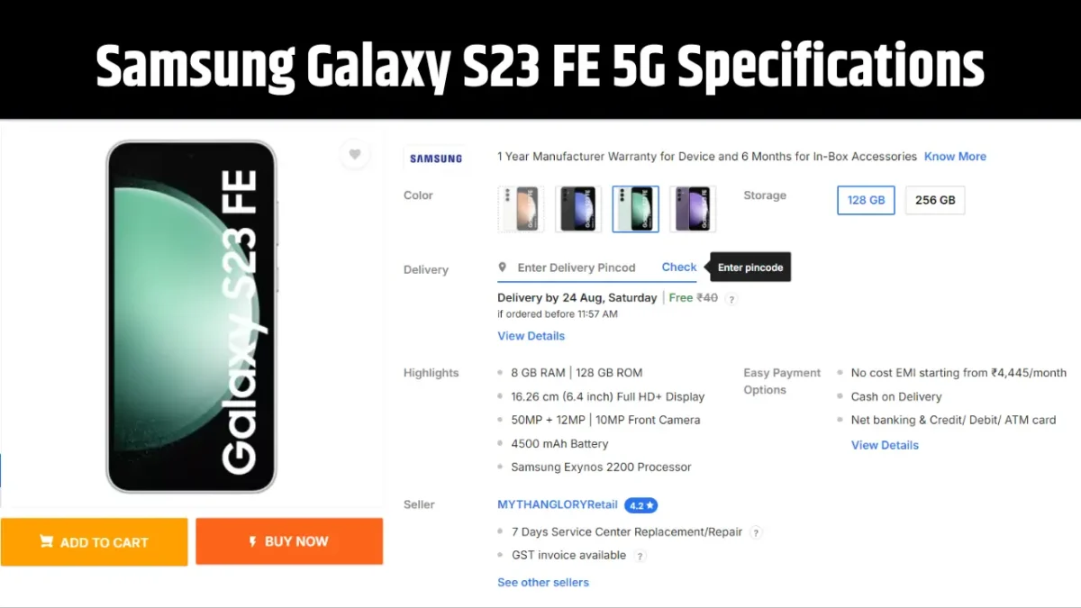 Samsung Galaxy S23 FE 5G Specifications 